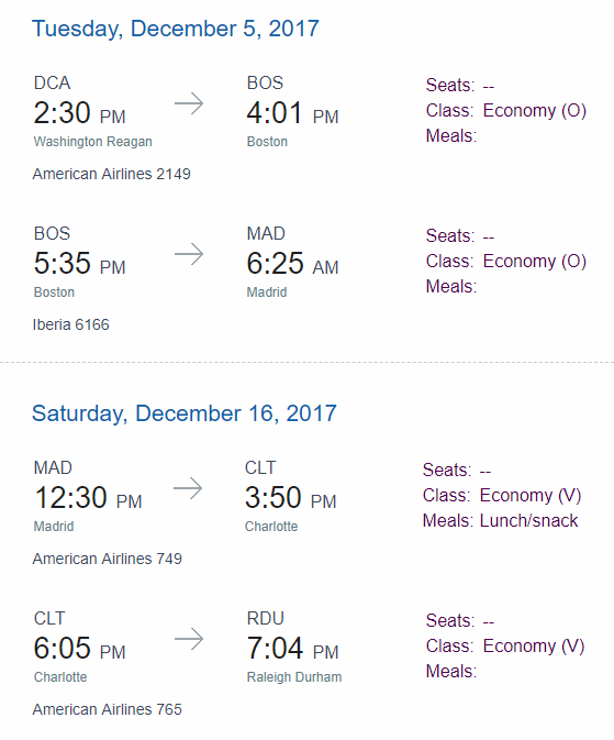 The original flight confirmation email from the airline 