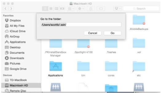 The new window stating: "Go to the folder" 