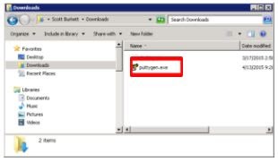 The puttygen.exe is shown within a red box