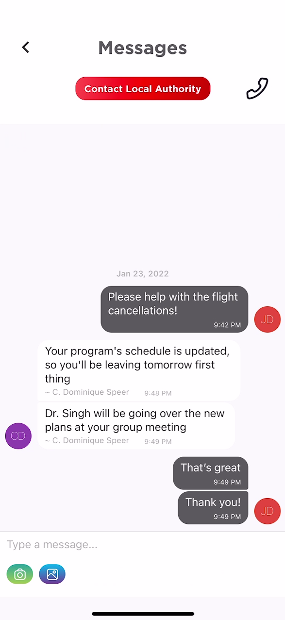 A message conversation