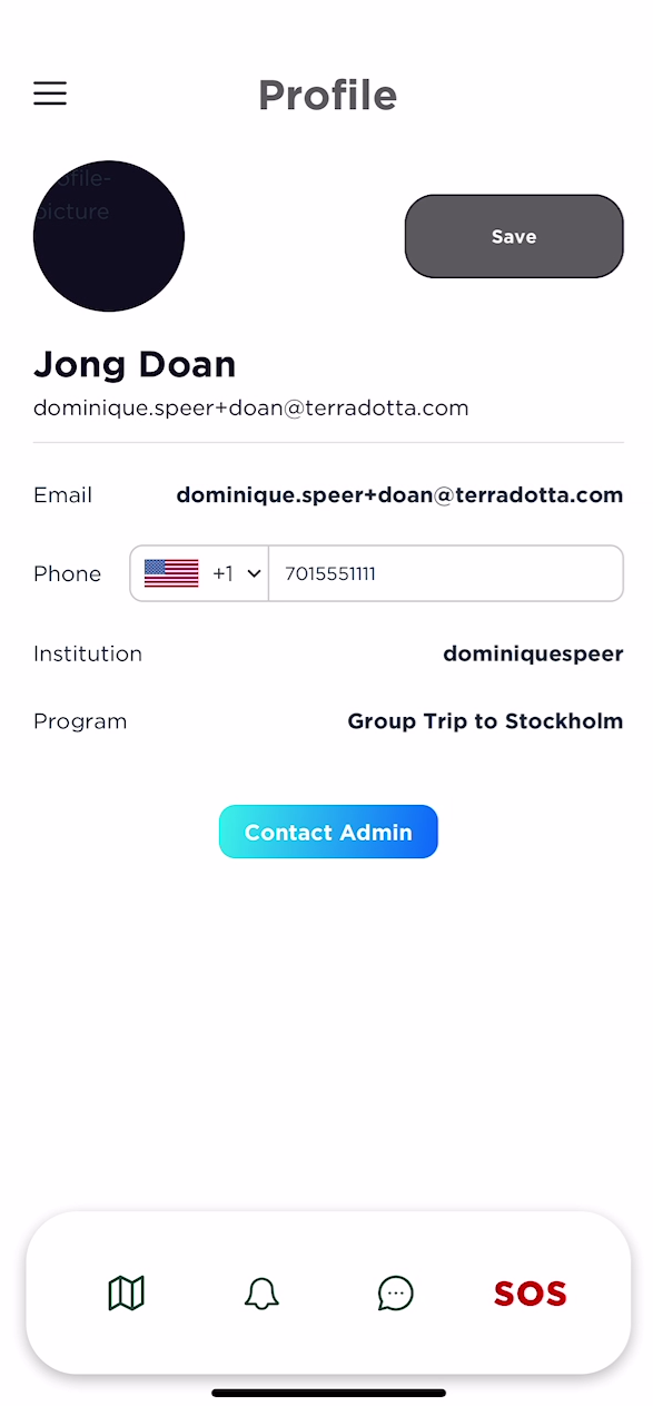 The profile page after the "Edit Profile" button was tapped