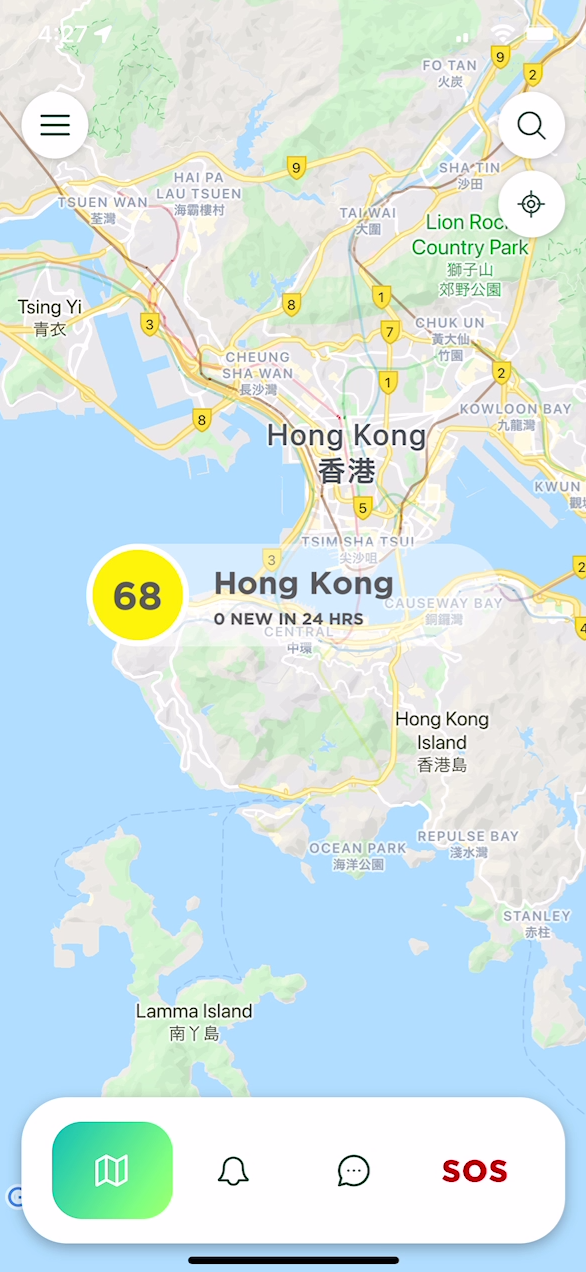 The city score with the name of the location and how many new alerts