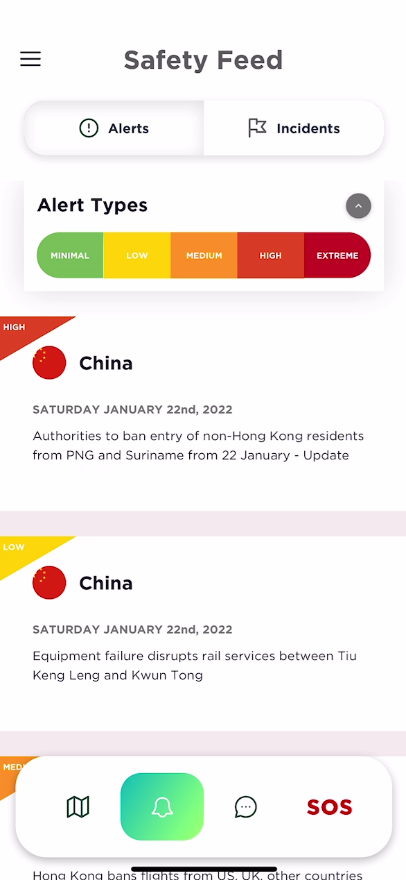 The Safety Feed page