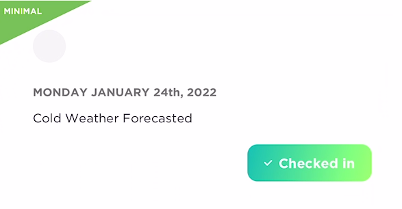 The check-in button will appear within the corresponding alert.