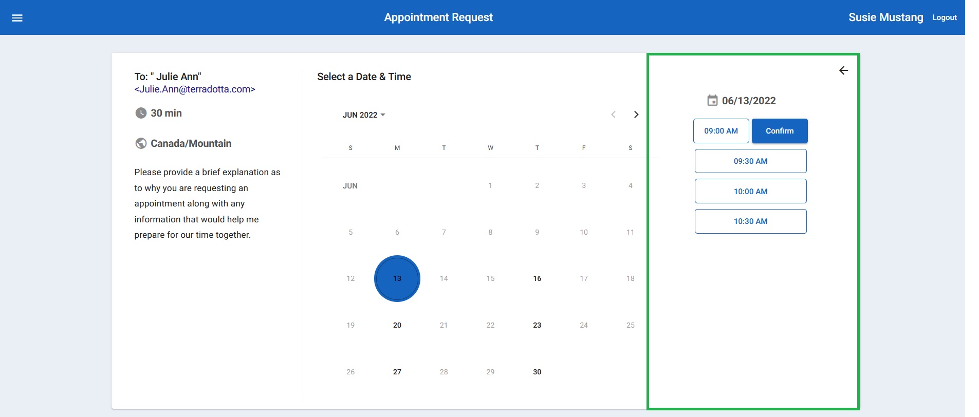 Appointment System – Terra Dotta